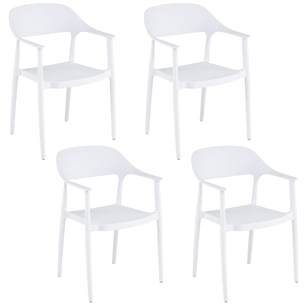 SureDeal® - Eettafel - Stapelbare Tuinstoelen Eetkamerstoelen - Armleuningen - Rugleuning - 57x53x83 cm - Zwart