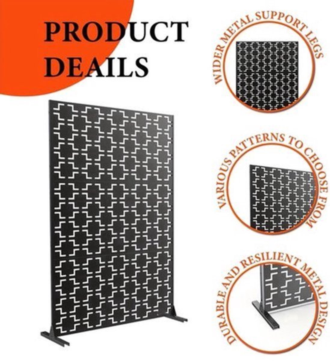 Tuinscherm – Privacyscherm – Schutting – Afsluiting – Balkonscherm – Metalen Frame – Weerbestendig 182x119 cm – Vrijstaand & Eenvoudige Montage
