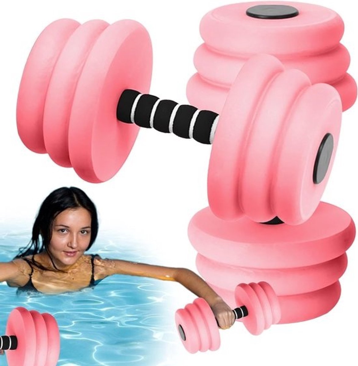 Watergewichten Halters - Aqua Fitness Dumbbells - Water Aerobics - Ergonomische Vorm - 30 x 28 x 28 cm - Roze