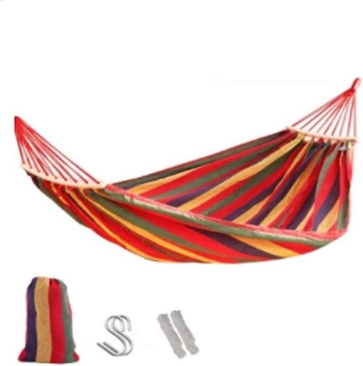 Hangmat Canvas - Schommelstoel Buiten - Outdoor Rusten - Anti-Rol Ontwerp - 200 x 150CM - Rood