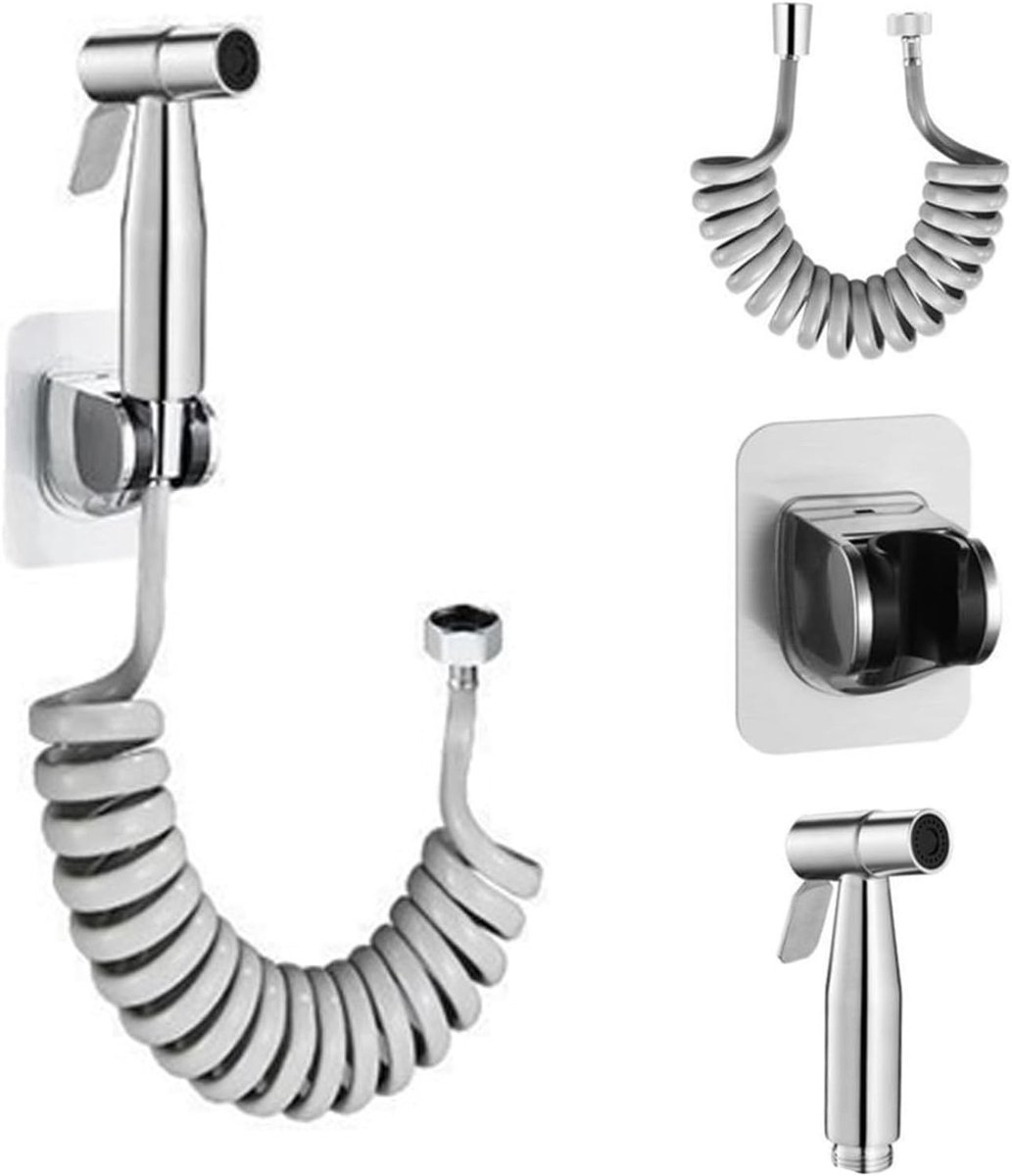 Handdouche voor bidettoilet met veerhals, ideaal voor toiletreiniging en badkameronderhoud, inclusief bidetset en accessoires