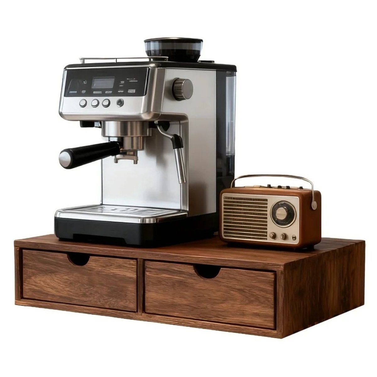 Noventra houten opberglade met 2 Lades – Keuken Organizer – Houten Opbergbox – Lade Organizer – Opbergkastje voor Koffiecups, Theezakjes, Suiker en Accessoires