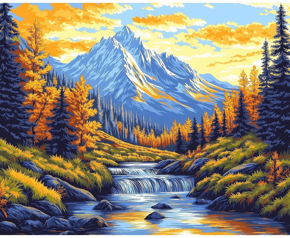 Schilderen op Nummer voor Volwassenen - Waterval 50 x 40 cm
