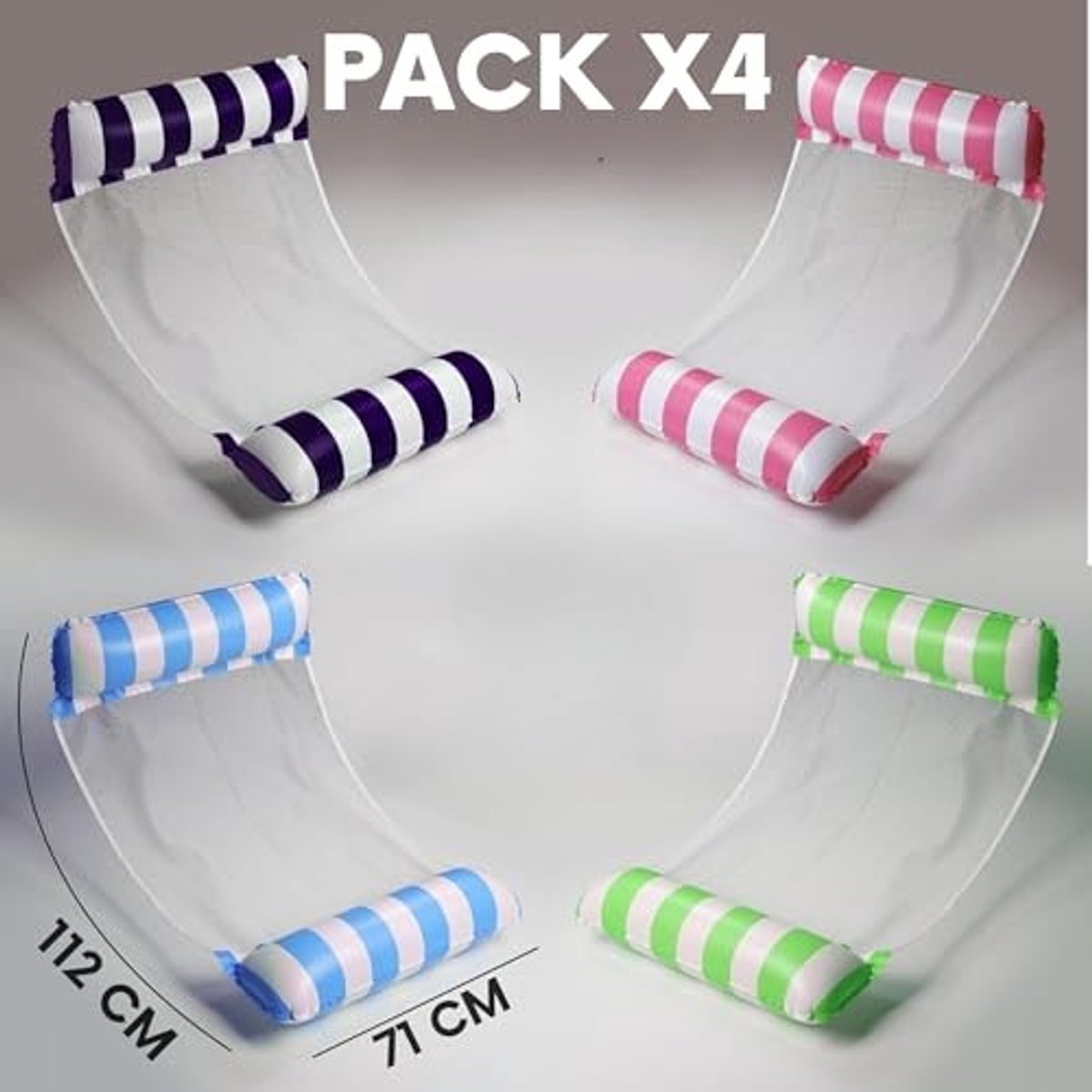Drijvende Zwembadhangmat - 4-in-1 Opblaasbaar - Assorted Pack van 4