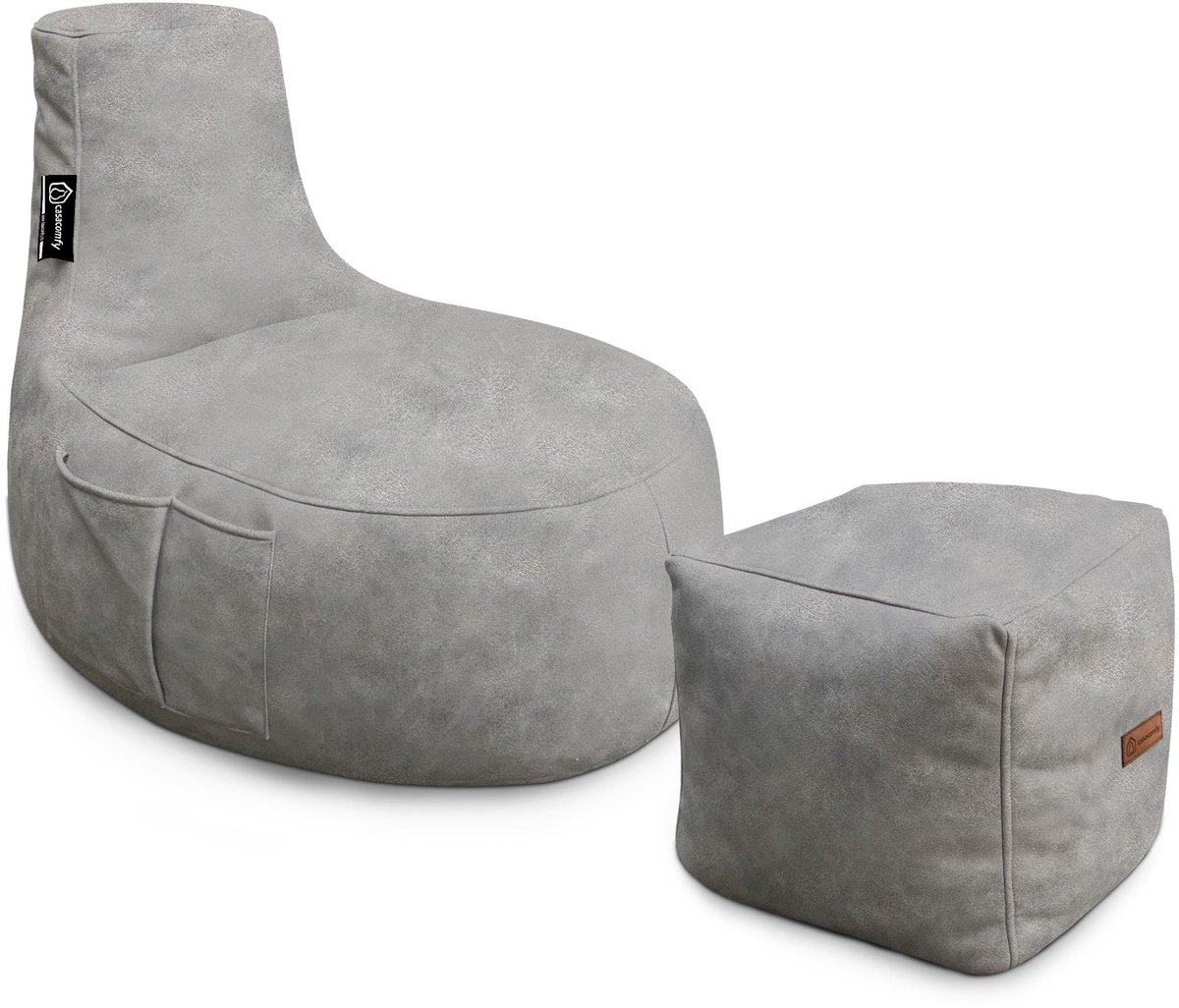 Bean Bag met Voetensteun - Ergonomisch Ontwerp - Flat White
