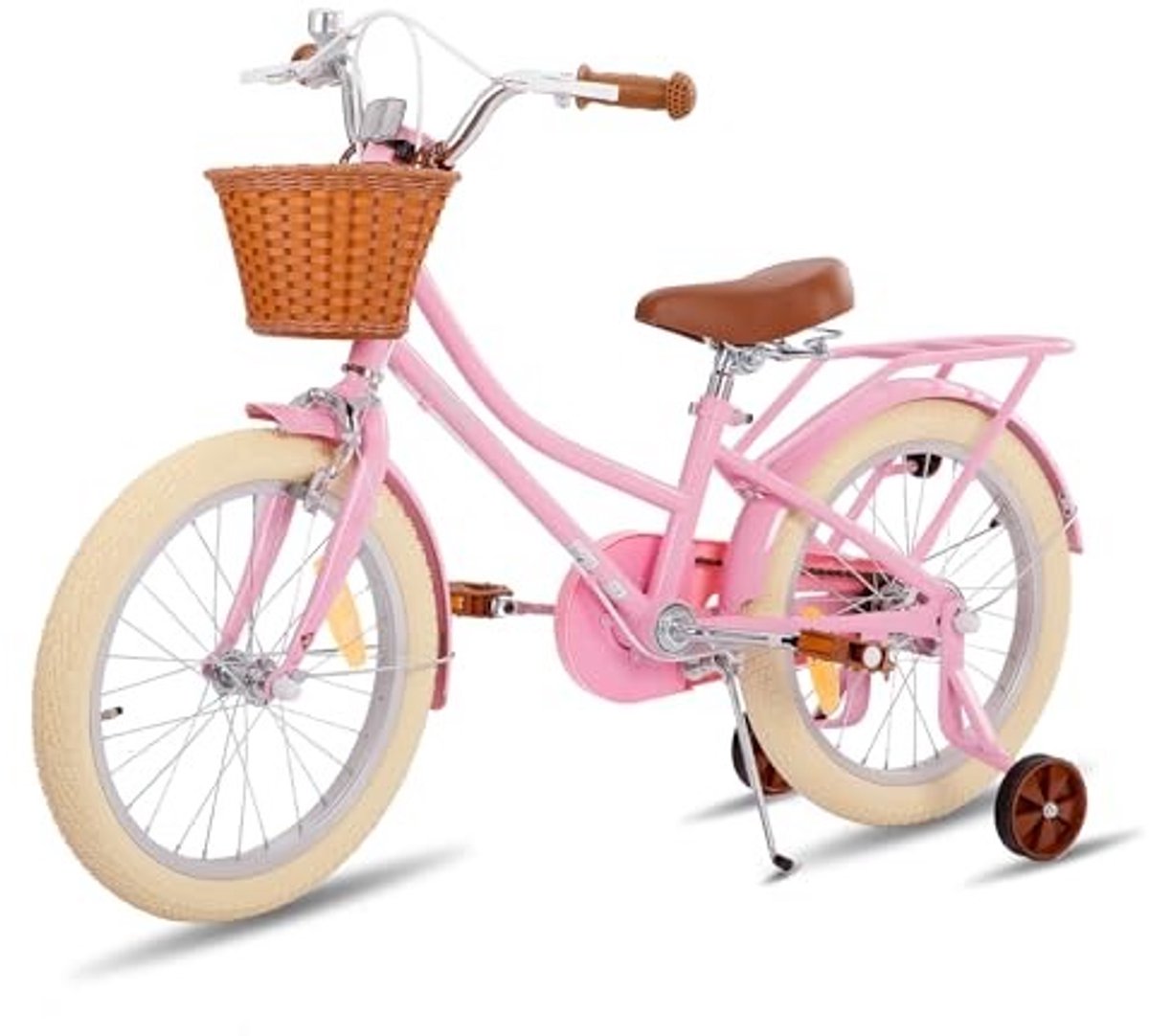Kinderfiets met mand en stabilisatoren 12 14 16 18 Inch Groen en Roze