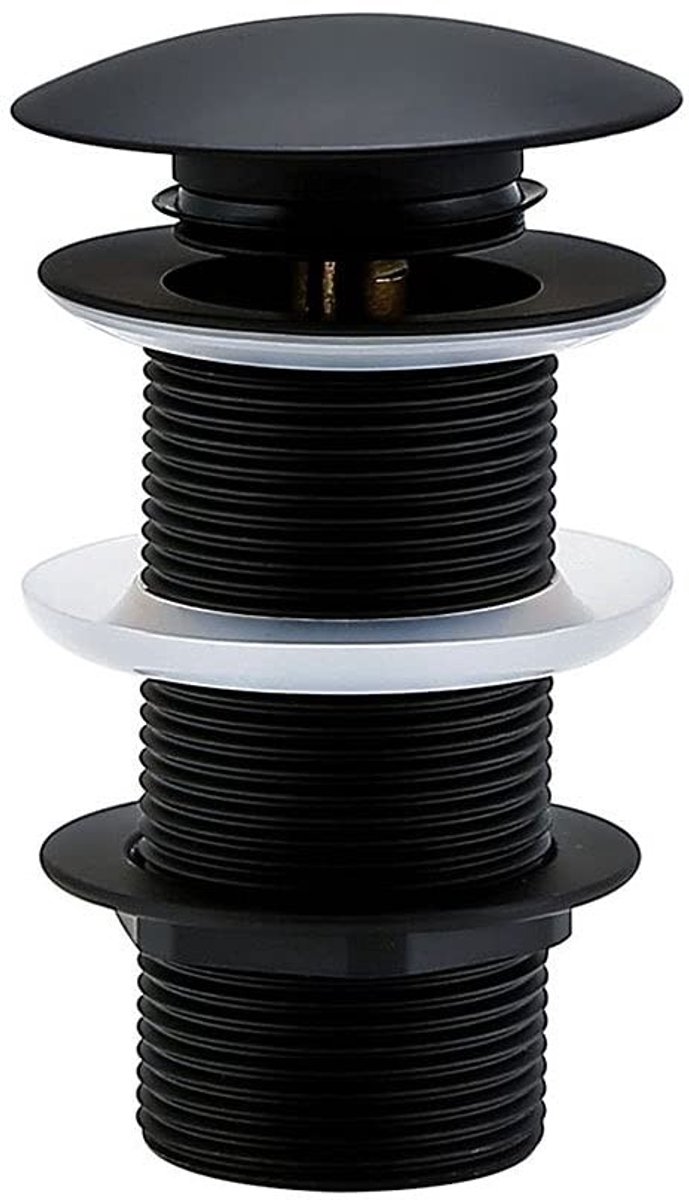 Pop-up Afvoerplug - Zwart Mat - 120mm - Inclusief Seals