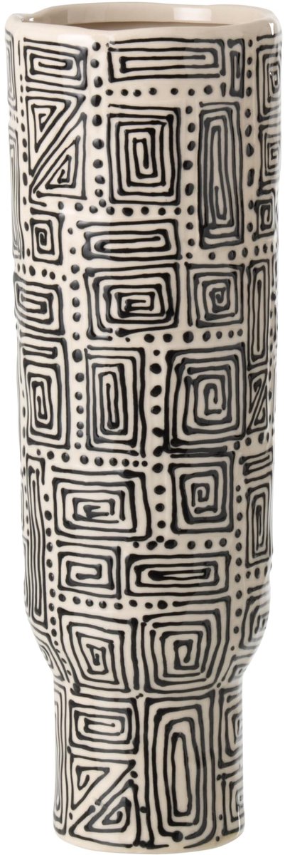 Vaas - Keramiek - Off-white/zwart - Groot