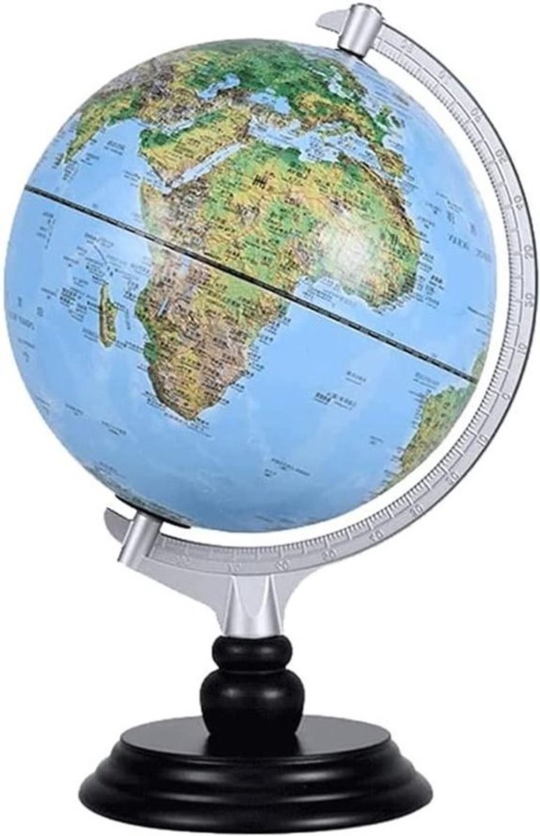 Educatieve Wereldbol - Aardrijkskunde Globe Desktop - Leren Geografie - Met LED Verlichting - 20 cm Diameter - Meerkleurig