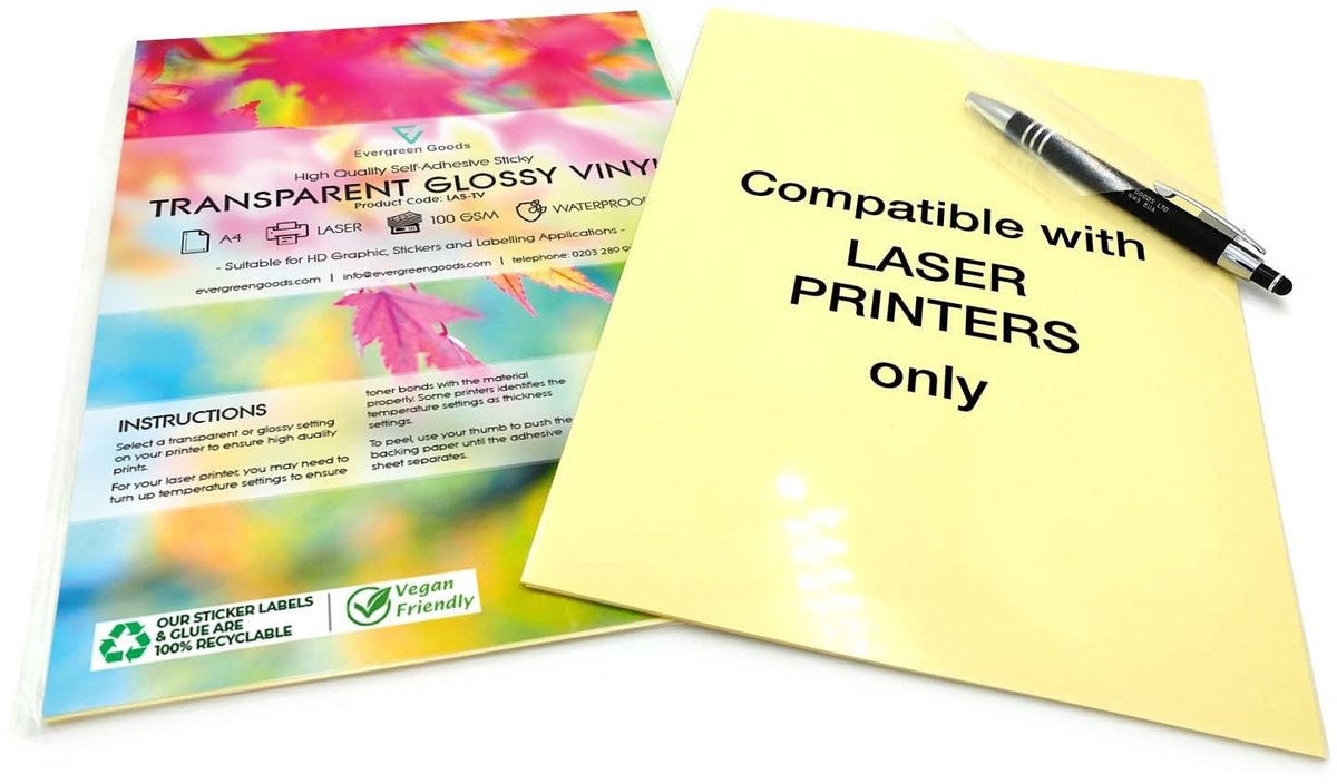 A4 Zelfklevend Vinyl Stickerpapier - 100 Vellen Glanzend voor Laserprinters