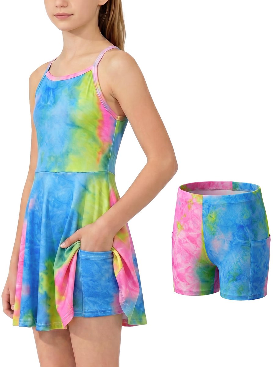 Tennisjurk voor meisjes - Mouwloos met shorts en zakken - Blauw