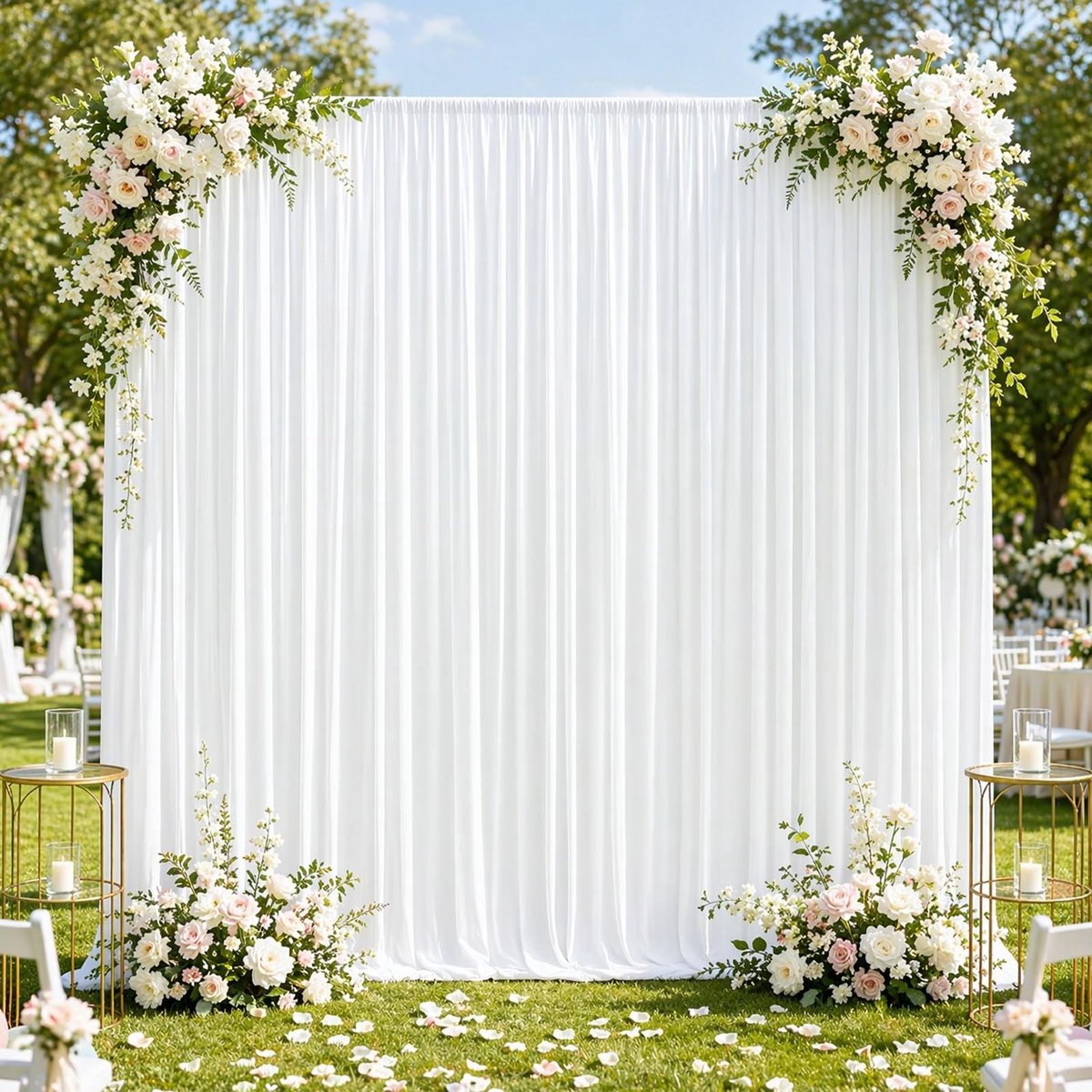 Achtergrond Gordijn Set van 2 - 150 x 300 cm - Wit