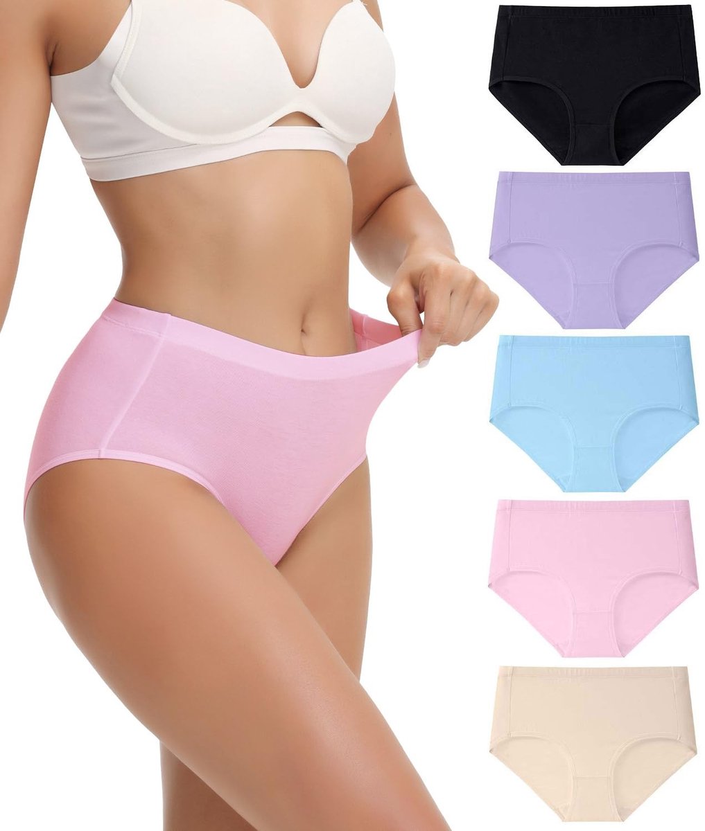 Dames Katoenen Ondergoed Set van 5 - Hoog Taille