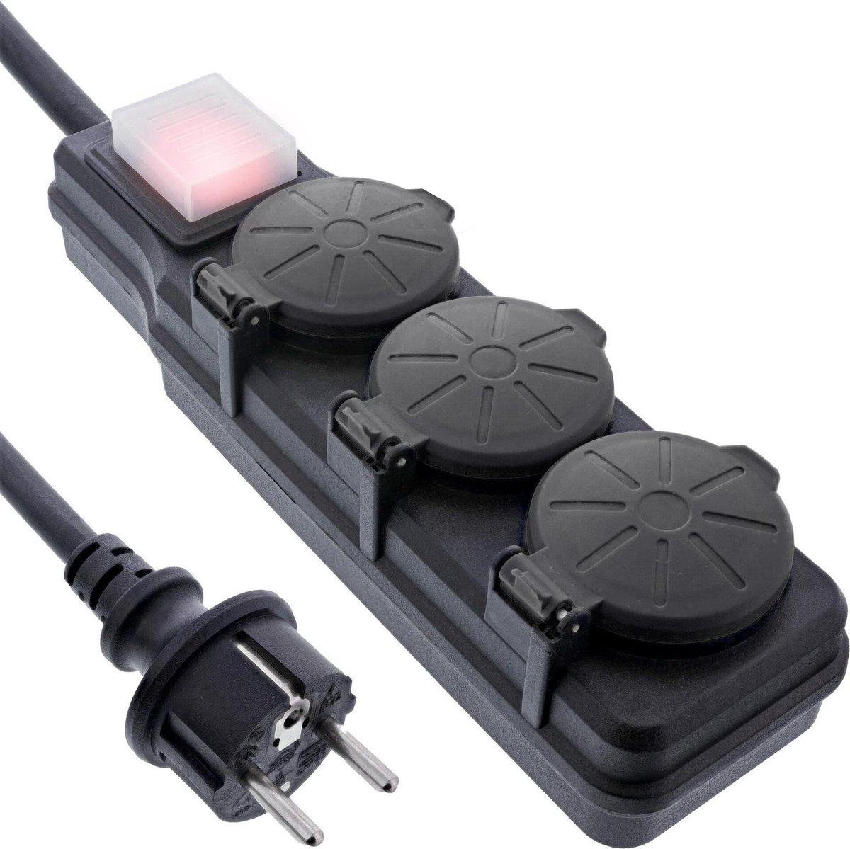 3-Way Socket Outlet voor Buiten - IP44 - 10 m Kabel