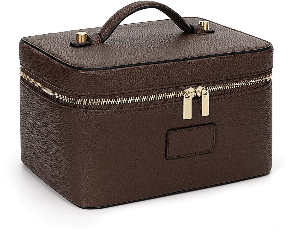 Make-up Tas voor Vrouwen - Waterdicht en Groot - Coffee Kleur