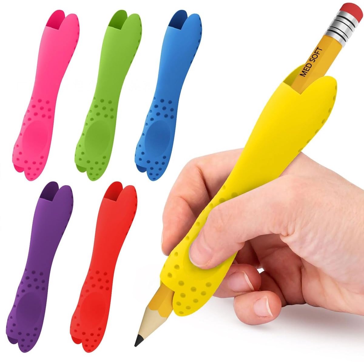 Siliconen Potlood Grips - Ergonomisch en Antislip Set van 6