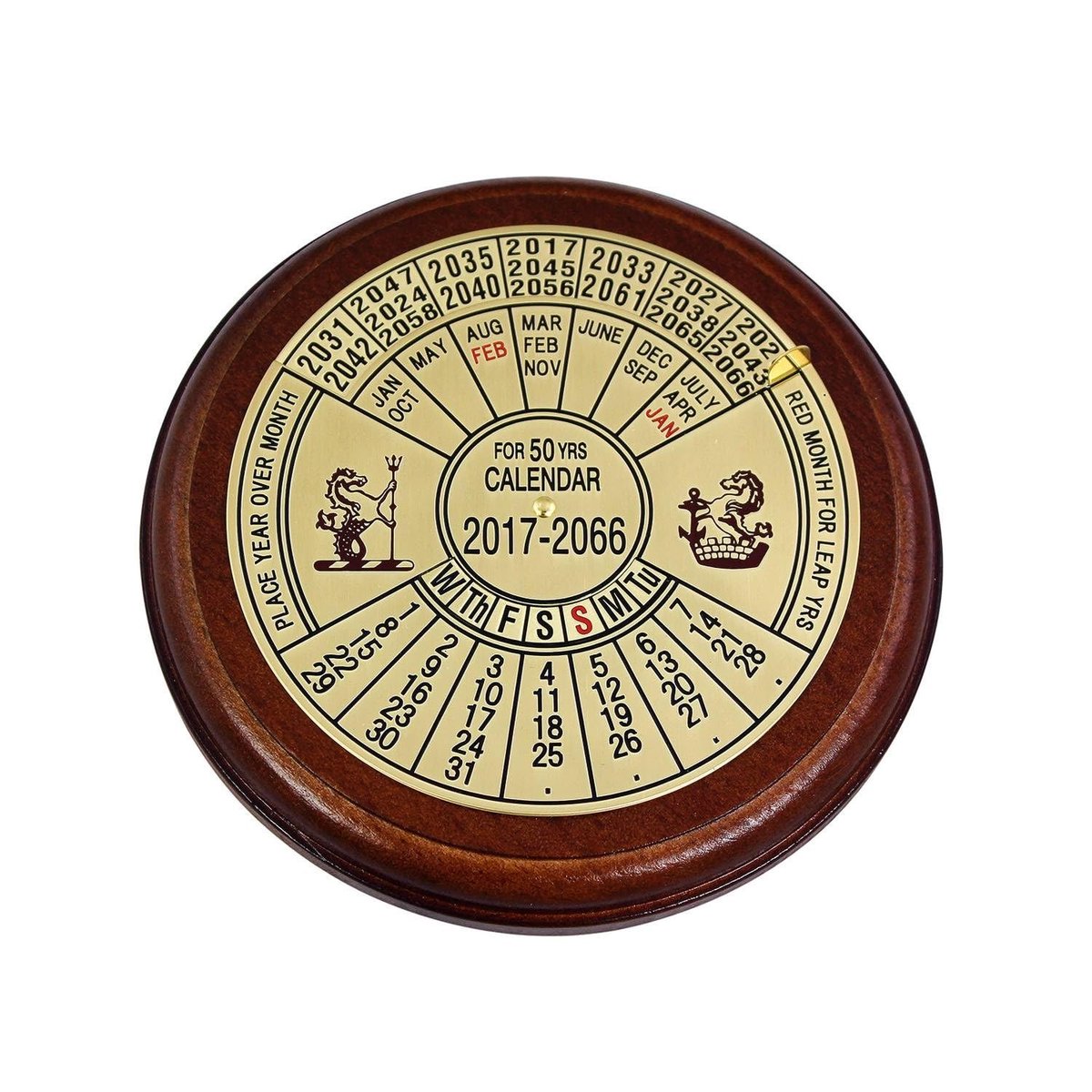 Permanente Kalender met Houten Basis - Nautisch Retro