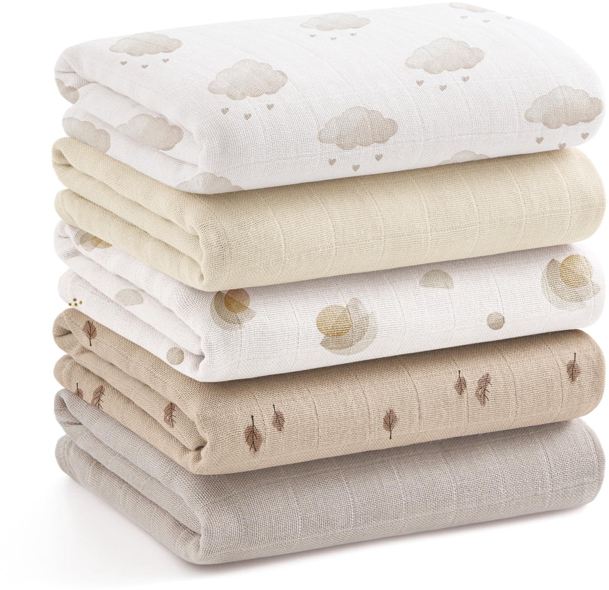 Muslin doeken voor baby's - 60 x 60 cm - 5 Stuks - Lichtgeel