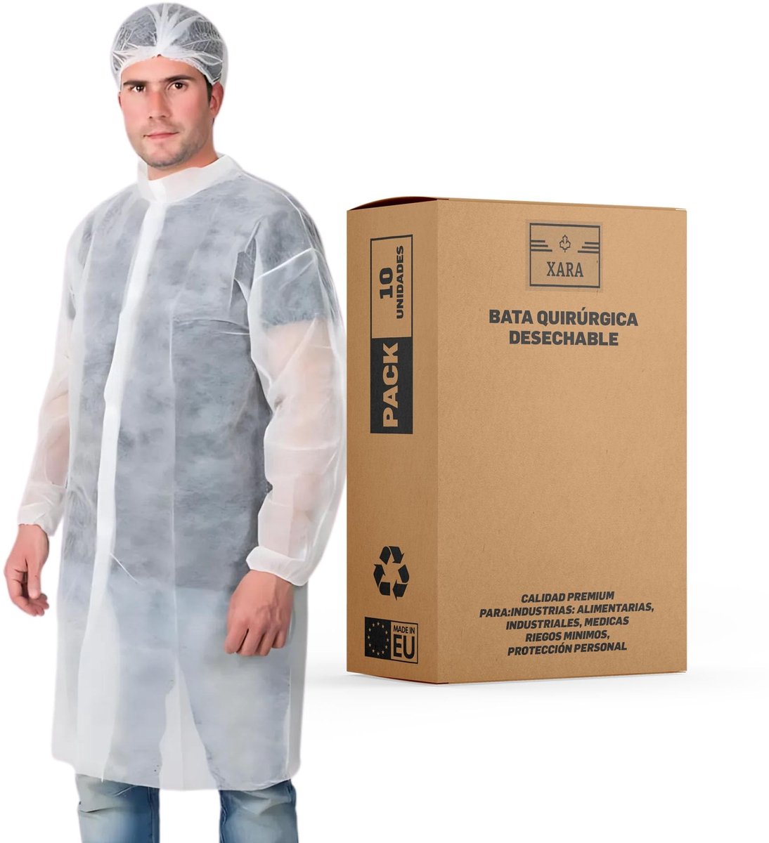 Disposable Badjas - Ademend en Robuust - Wit - Maat L - Verpakking van 10