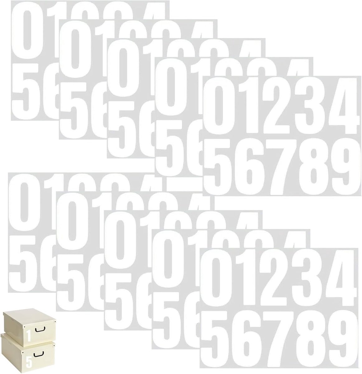 10 Vel met Zelfklevende Cijfers 0-9 in Wit, Weerbestendige Vinyl Stickers voor Huisnummers en Brievenbussen