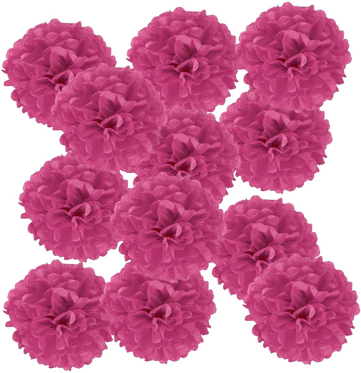 Decoratieve Pompoms - 14 Inch - Roze Rood - Set van 12