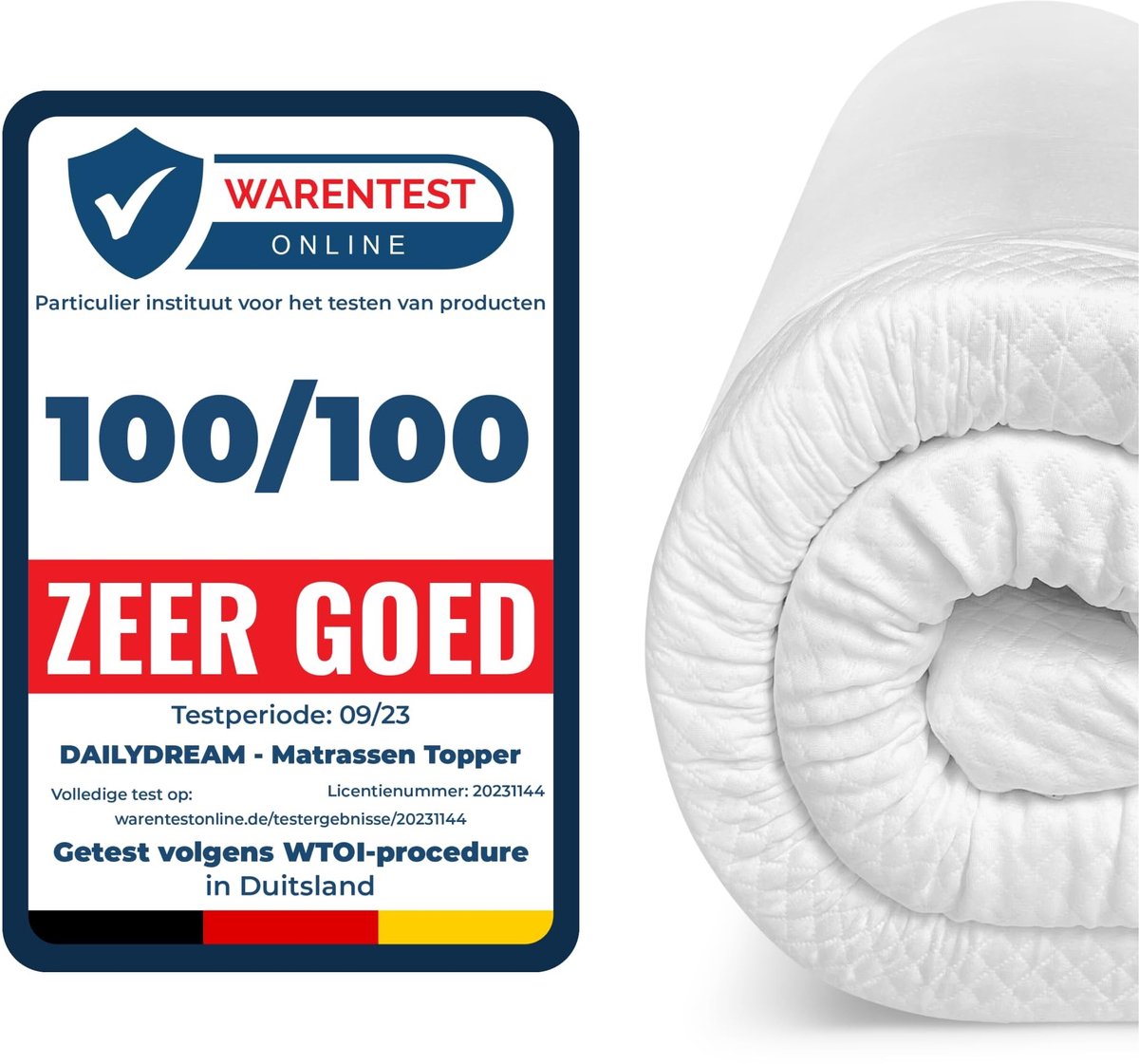 Comfort Foam Matras Topper - Model S/M 100x200x4 cm 7-Zone