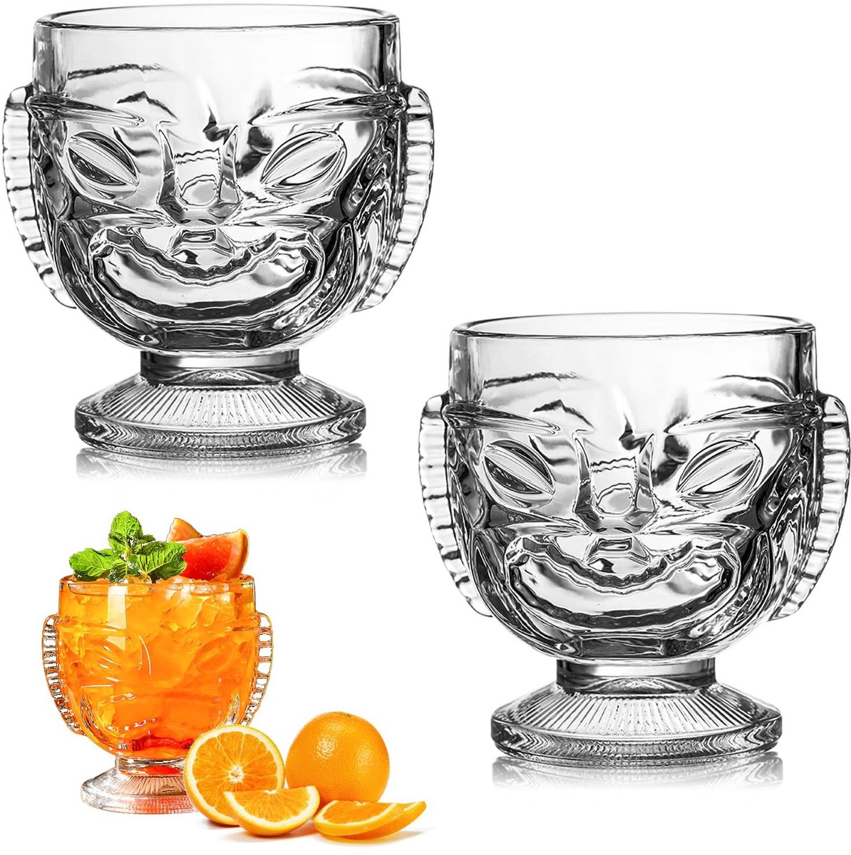 2 Stuks Tiki Glas Cocktailbekers - 455ml - Duidelijk Gegraveerd