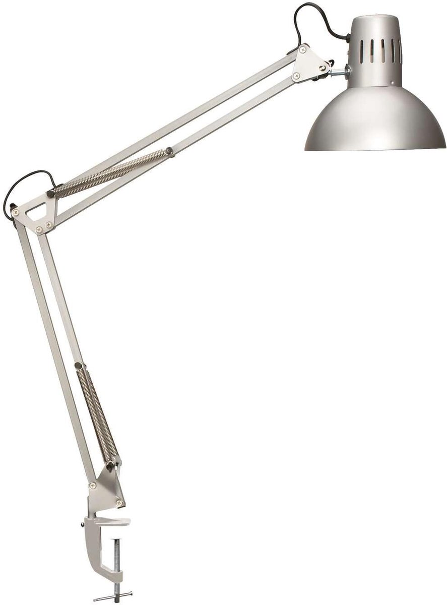 Bureau Lamp met Klem - MAULstudy Zilver E27 LED Verstelbaar