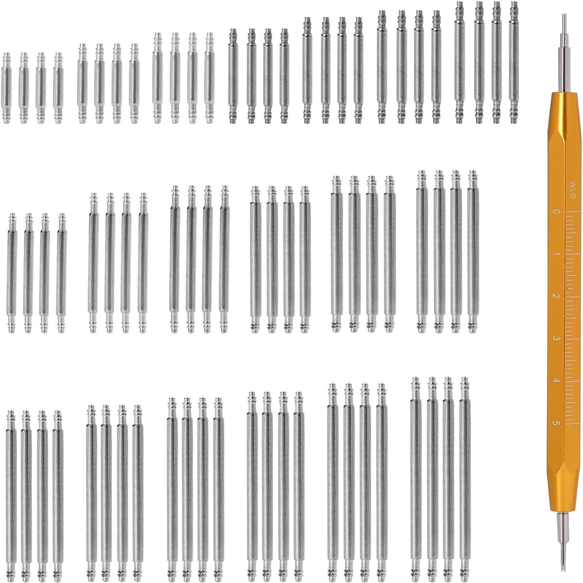 Complete Set van 76 Horlogeband Pen Vervangingen, 19 Maten, 1.5 mm Dikte, Duurzame RVS Horloge Gereedschap voor Horloge Reparatie en Band Vervanging