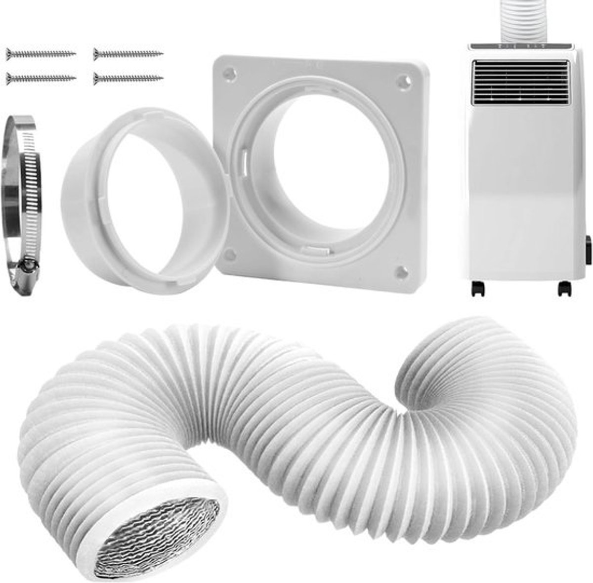 Droger Ventilatieslang - Afvoerslang Droger - Ventilatie Verbeteren - Gereedschapsloze Montage - 150 cm - Wit