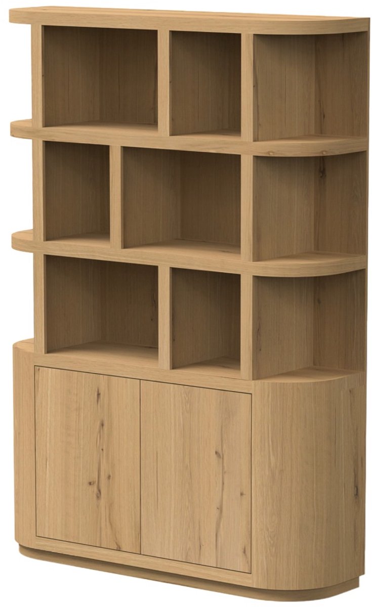 Livingfurn Boekenkast Novero - Naturel Eikenfineer - 145x40x220cm