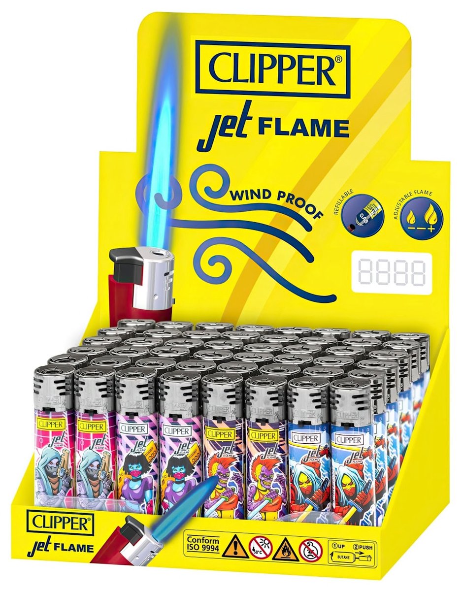 Clipper JetFlame Aanstekers "Cyborg Assassin" (4 stuks)