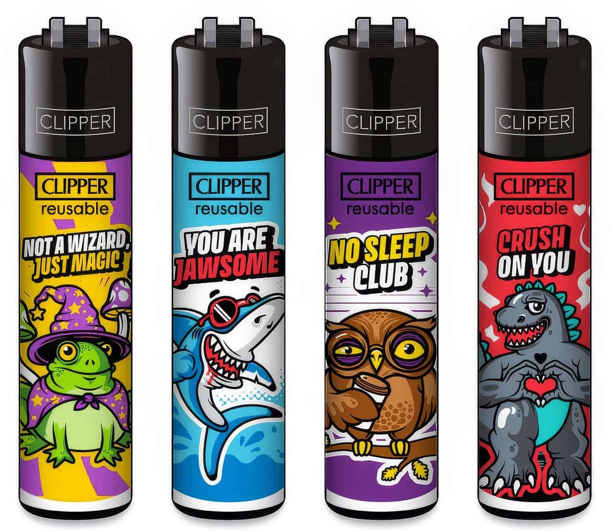 Clipper Classic Large Aanstekers "Mix Slogan #10" (4 Stuks)