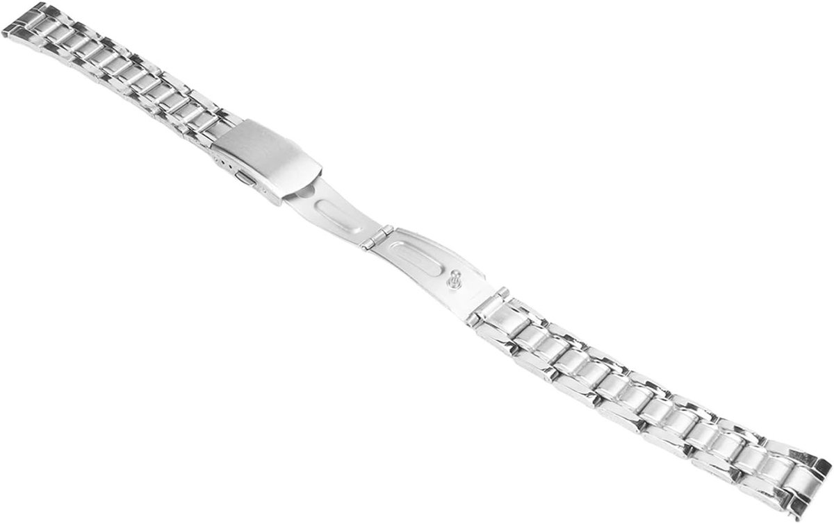 Verstelbare RVS Horlogeband voor Dames, Dubbele Knop, Zilver, Stijlvol en Comfortabel, Perfect voor Elke Gelegenheid