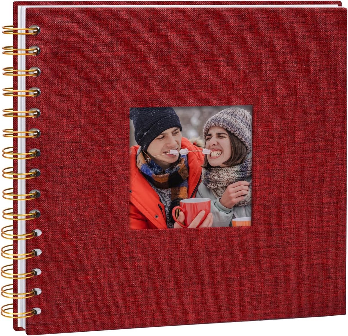 Linnen Fotoalbum 20.5 x 20.5 cm - Herinneringen Boek met 40 Witte Pagina's voor Reis, Familie, Bruiloft en Kerstfeest