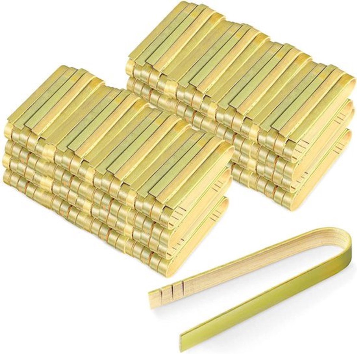 120 Mini Kleine Bamboe Wegwerp Tang - Bambu Houten Buffet Huishoudelijke Bestek 4 Inch (Pack)