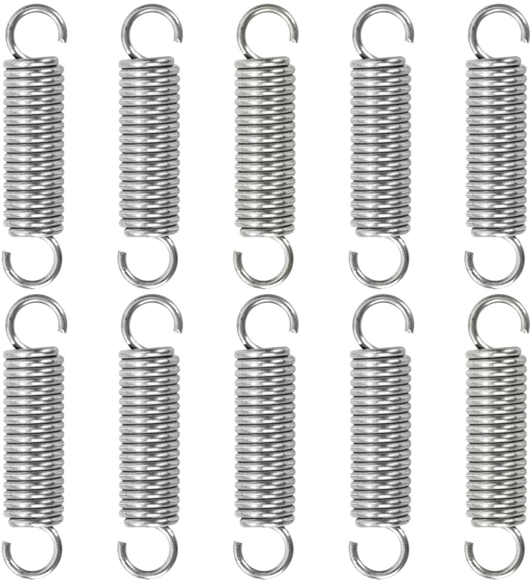 Verlengveren, 35 mm, trekveren met haken, roestvrijstalen veer, buitendiameter 8 mm, draaddiameter 1,2 mm, dikte 4,20 kg, 10 stuks