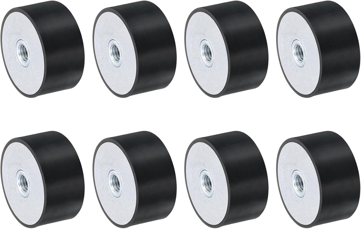 8 stuks 40 x 20 mm M8 schroefdraadbussen van rubber, trillingsisolatoren, vervangt antivibratiepads, plat silentblok basisblok
