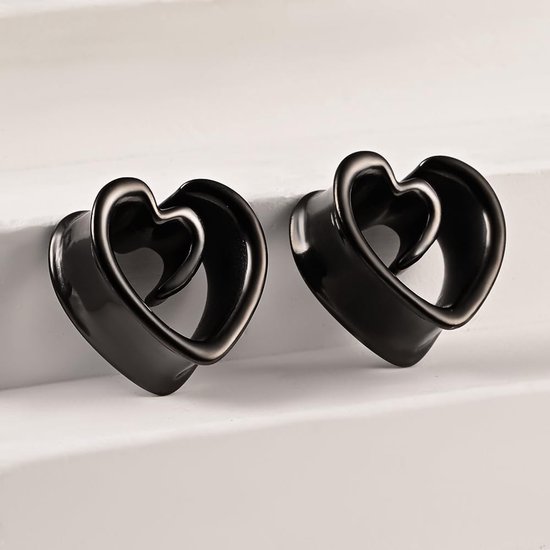 Saddles Flesh Plugs, 1 paar, spiraal, hart, roestvrij staal, voor mannen en vrouwen, oorpiercing, uitgerekte sieraden, 8 tot 16 mm — afbeelding 4