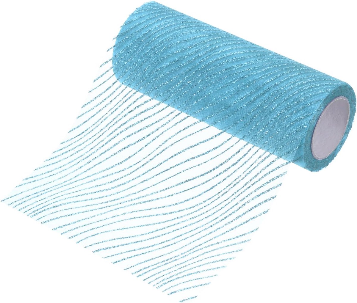 Glinsterende meshband, 15 x 25 m, transparante glitters, nylon decoratieve metaalfolie-golf-meshbandrollen voor kerstbomen, kransen, slingers (lichtblauw)