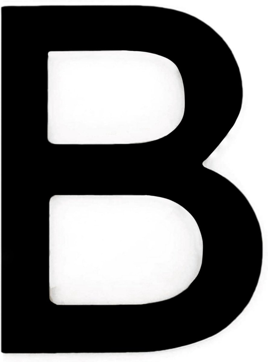 Letter, zelfklevend, roestvrij staal, 7,5 cm, zwart (B)