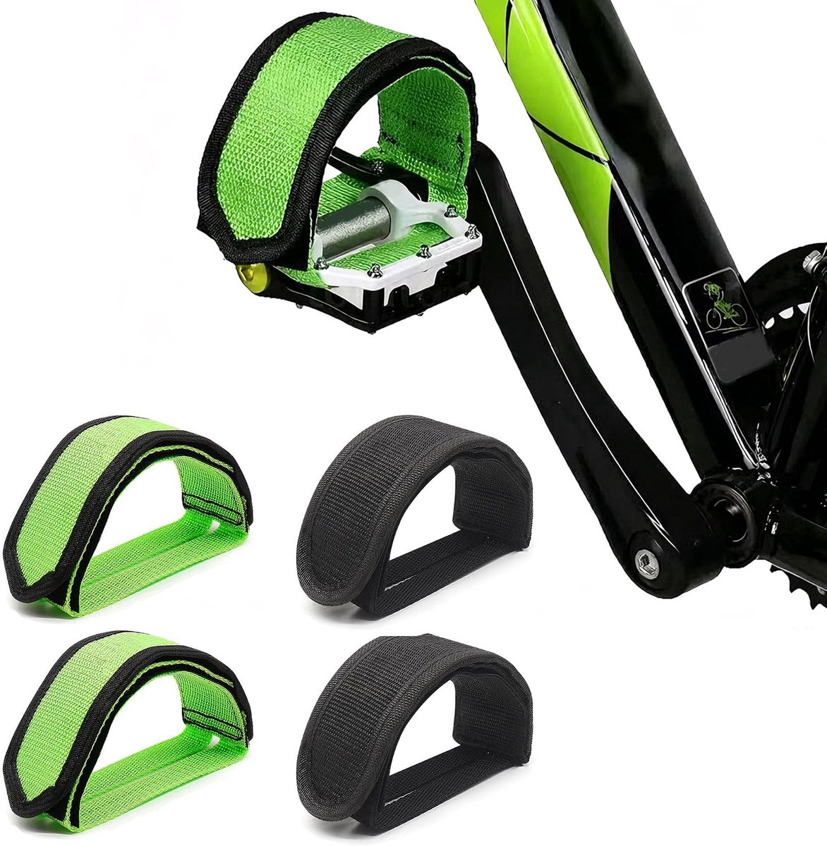 4 stuks pedaalriemen fiets met brede klittenbandsluiting verstelbare nylon voethouder fiets antislip voor mountainbike racefiets stadsfiets e-bike trekking