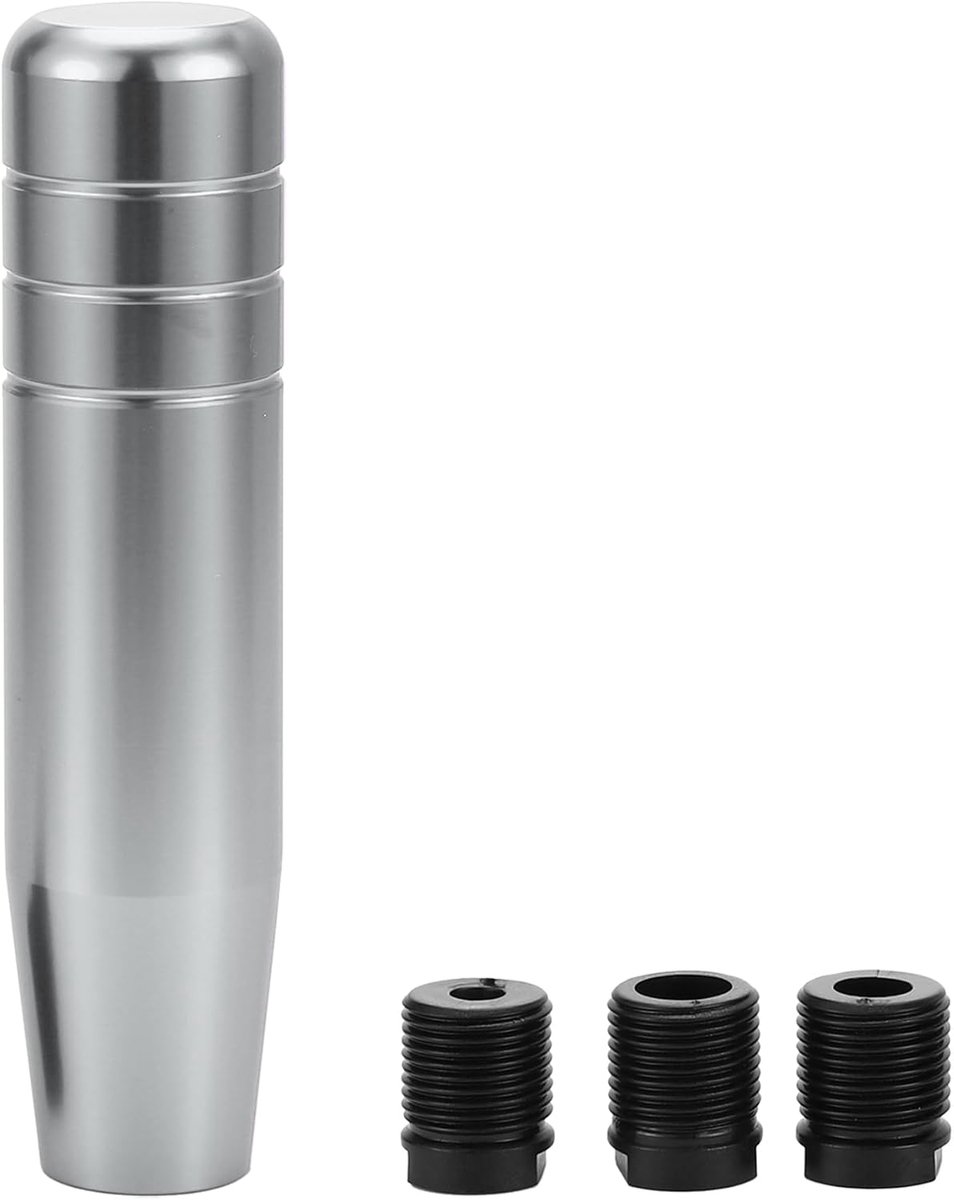 Universele Versnellingspook 13cm Staaf Schakelpook Met 3 Adapters Voor Automatische En Handmatige Voertuigen Aluminiumlegering Zilveren Kleur