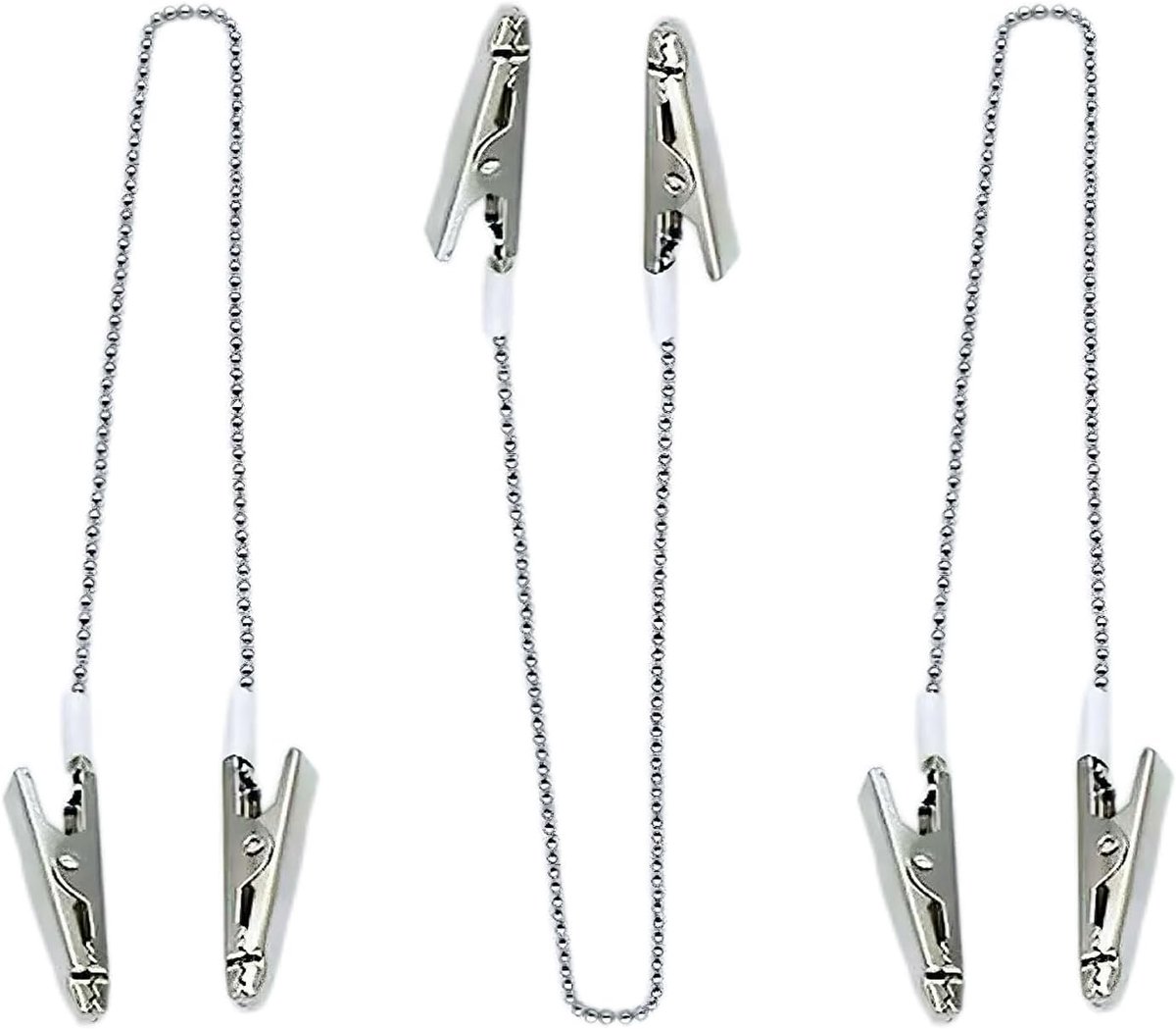 3 stuks servettenhouders, roestvrij staal met klemmen, metalen servettenklemmen, zilver, slabbetjes, kettingen met clip, voor senioren, volwassenen en kinderen, voor tandartsen, handdoek, schort