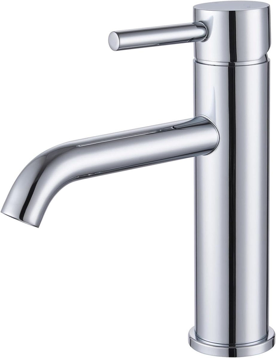 Kraan Badkamer Wastafelkraan, Wastafelarmaturen, Armatuur Badkamer Eengreepsmengkraan Mengkraan met Uitloop Hoogte 95 mm, Koud & Warm Water, Chroom