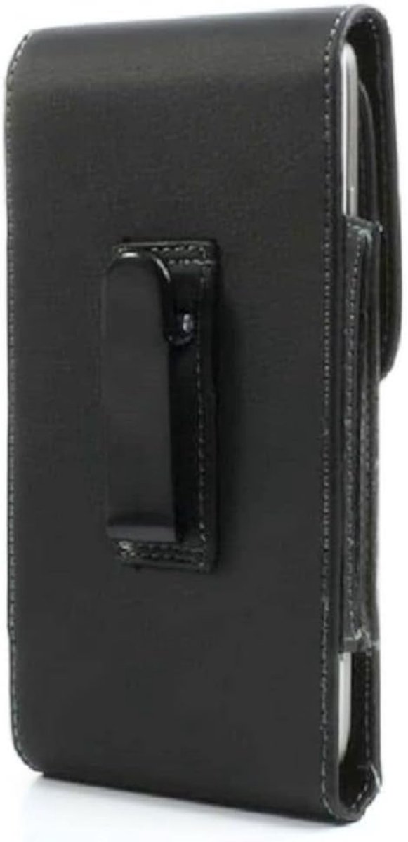 Riemclip Metaal Synthetisch Leer Verticaal voor Gionee M15 (2021) - Zwart
