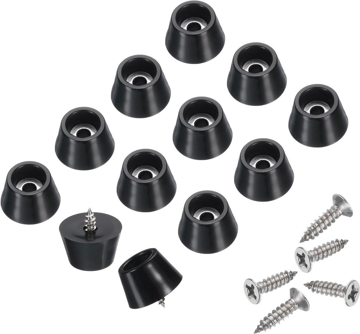 24 stuks antislip rubberen voetjes met 4 mm schroeven voor snijplank, voeten, snijplank, antislip rubberen voetjes voor snijplank (zwart, 1,3 cm H x 0,8 inch)