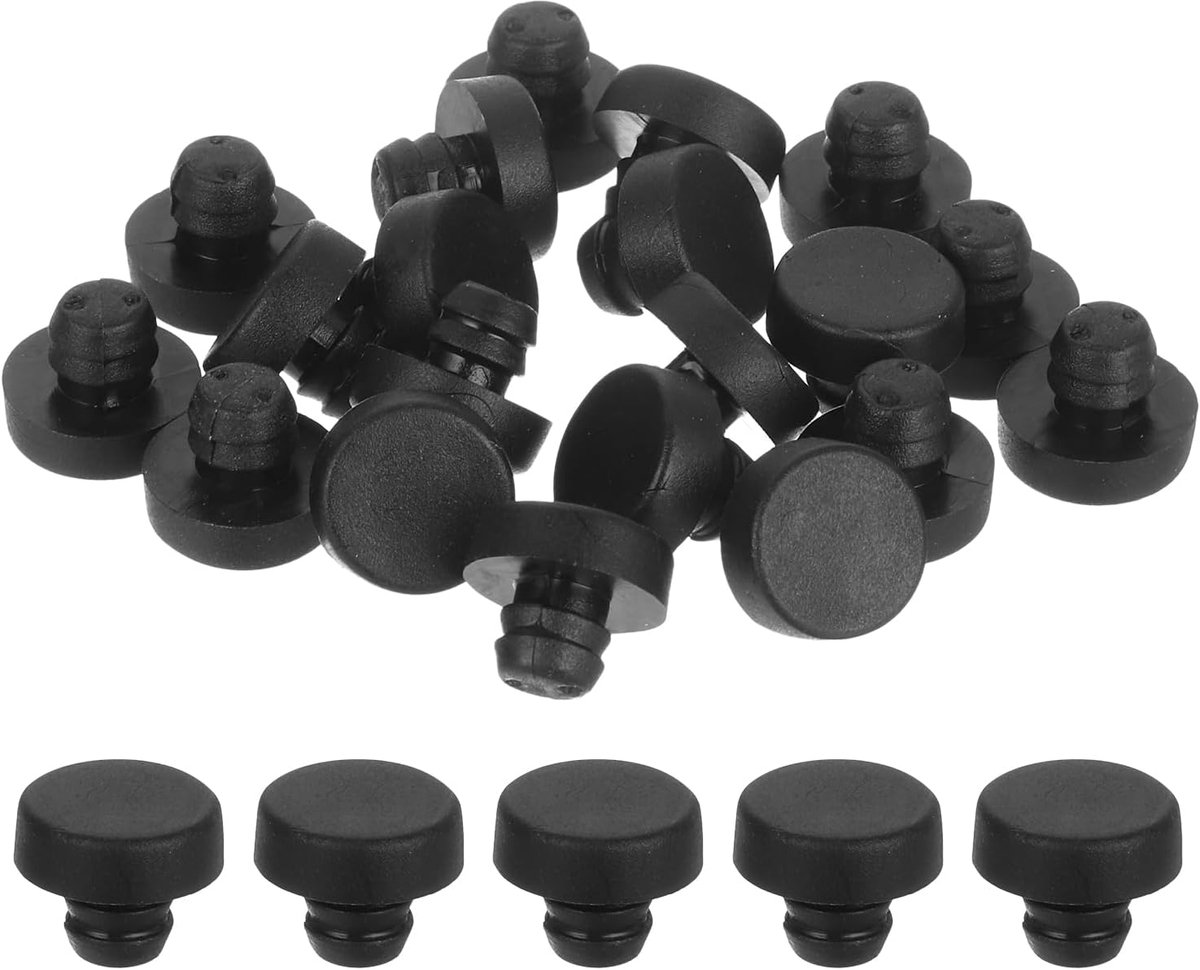 20 stuks randbescherming voor glasplaat met schacht, randbescherming van zwart rubber voor boring 6,5 mm, afstandhouders voor tafel, meubels, kast
