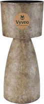 Vyveo - Bloempot Pillar - 33x75 - Bruin (Retro) - Bloempot voor binnen en buiten - Lichtgewicht - Breukbestendig - Vorstbestendig - UV-bestendig