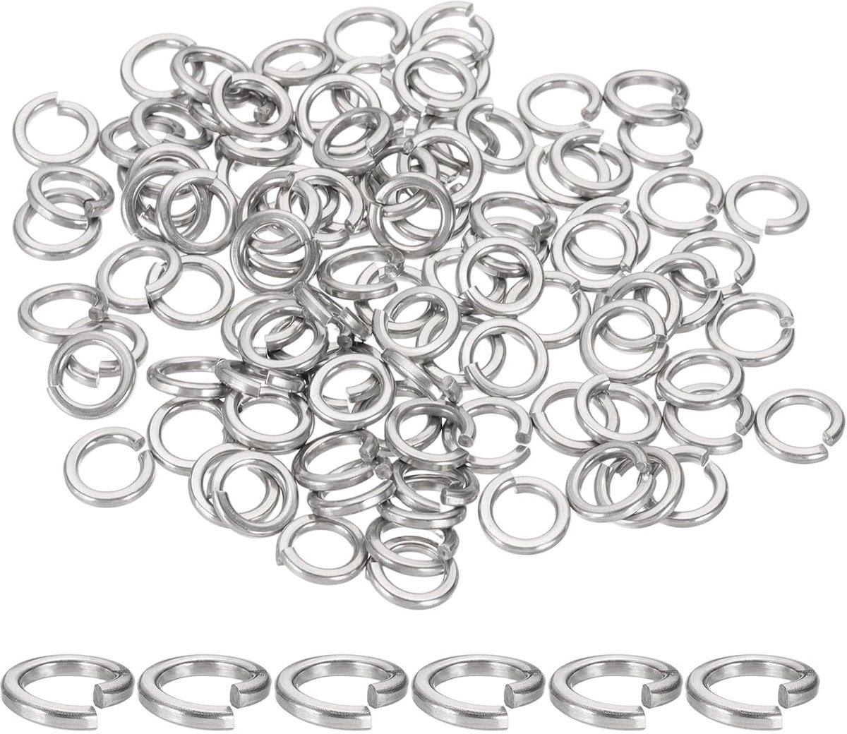 Grower Wasmachines M6, 304 Roestvrij Staal Sleufringen Voor Schroeven Bouten Auto's Bouwmachines Zilver Pakket van 100